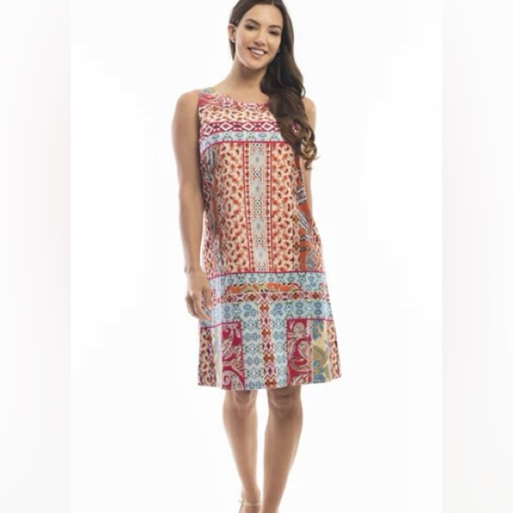 Orientique Naturally Australian Dress Size L  Red Multi Paisley Boho Cottagecore
